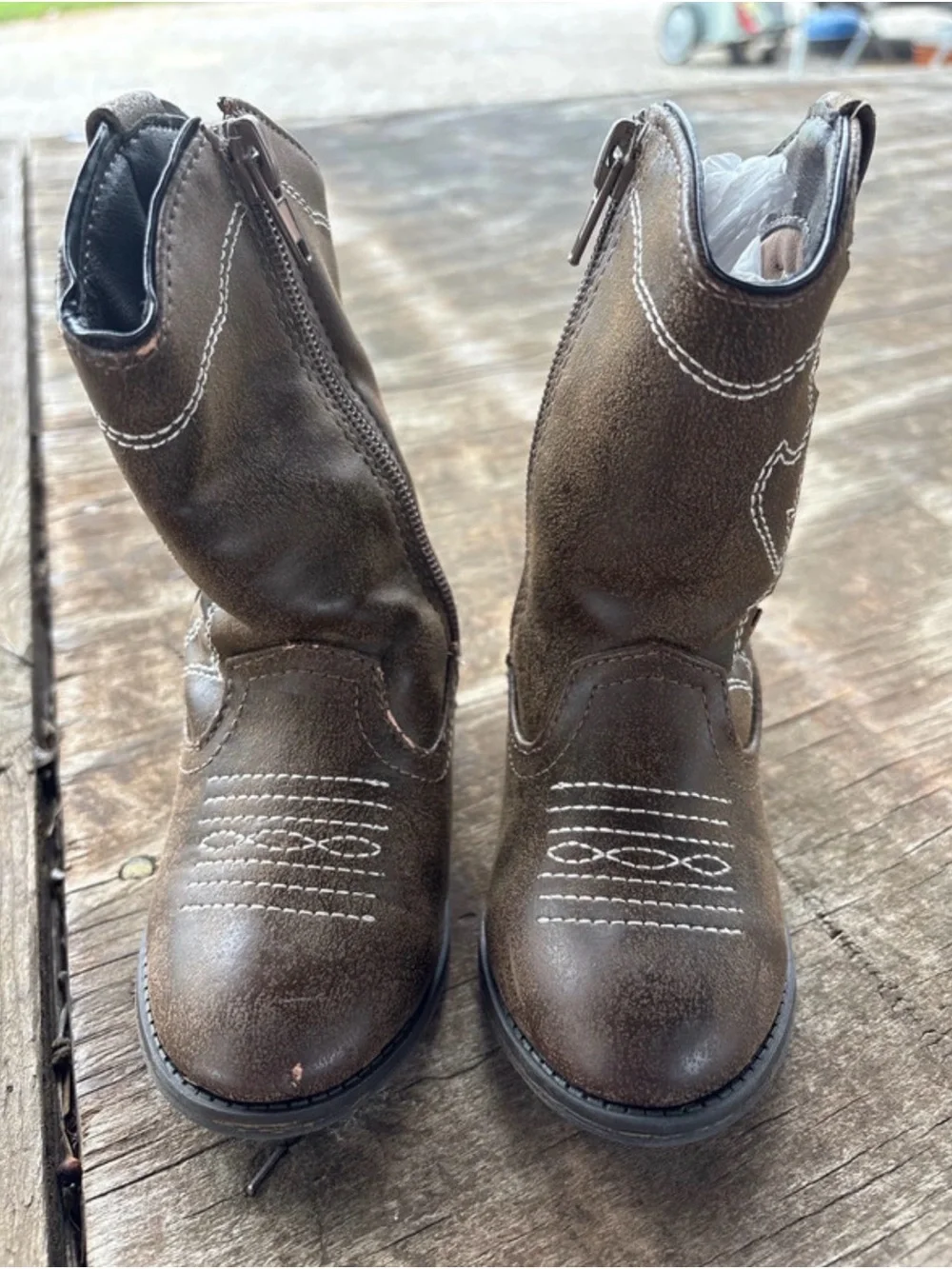 Toddlers size 7 Kids Brown Zip-Front Western Boots